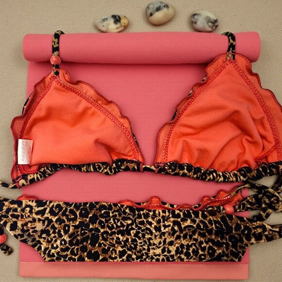 Xhilaration Leopard Print Bikini – Size M – Triangle Top & Scrunch Back Bottoms - Picture 4 of 5